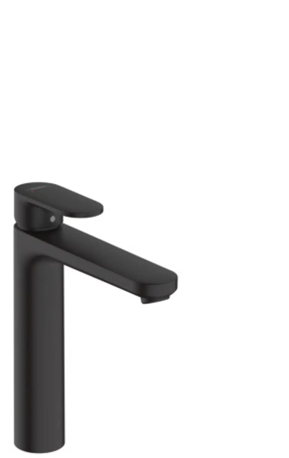 Einhebel-Waschtischmischer in Mattschwarz von Hansgrohe mit einem flachen Auslauf und einer Bedienhebel-Oberfläche. Ideal für moderne Badezimmer.